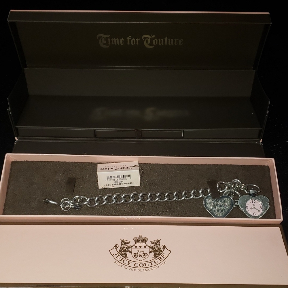 Juicy Couture Darling Silver Charm Bracelet Watch